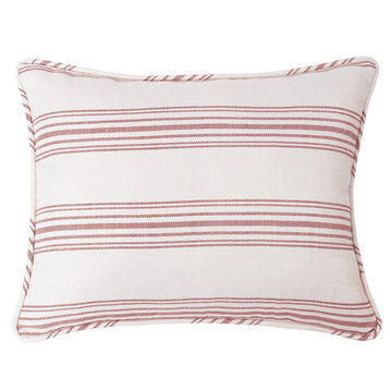 Prescott Stripe Pillow Sham, White/Red, Queen