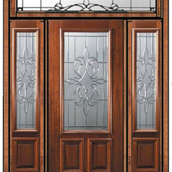 Pre-hung Sidelites-Transom Door 80 Mahogany New Orleans 2/3 Lite - Front Doors