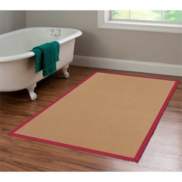 Linon Empire Machine Tufted Wool 4'x6' Rug in Cork Brown and Red
