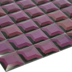 Glossy Purple 3D Modern Square Glass Mosaic Tiles - Home Accessories & Decor