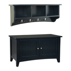 Bolton Furniture - Shaker Cottage Storage Bench and Coat Hook With Storage - Hall Trees