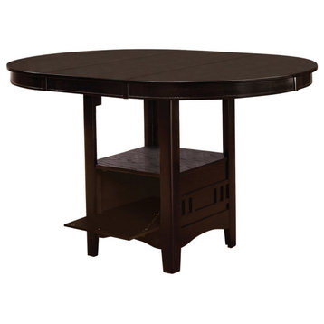 60" Counter Height Table With Storage, Open Shelf, 6 Seater, Brown