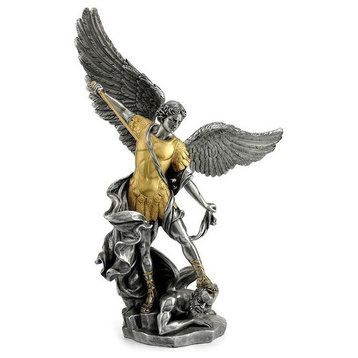 St Michael Tramples Demon, Religious, Cold Cast Pewter Sculpture