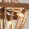Farmhouse 4-Light Wooden Beaded Basket Chandelier
