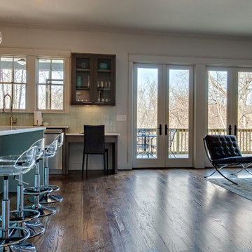 Kitchen with View of Living Room and Porch