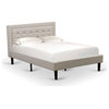 2-Piece Fannin Bed Set, 1 Platform Bed, Night Stand For Bedrooms, Mist Beige