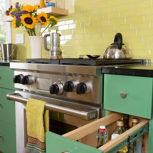 Maple and Painted Kitchen in Brookline
