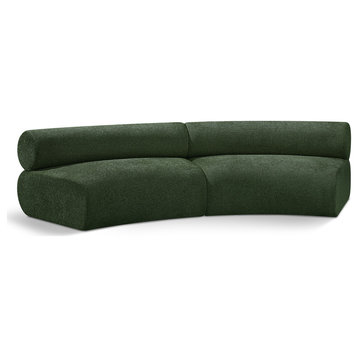Bale Chenille Fabric Upholstered 2-Piece Arc Shaped Modular Sectional, Green