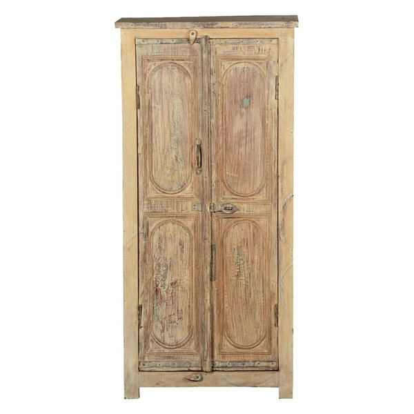 Rustic Distressed Finish Solid Reclaimed Wood Small Armoire Cabinet