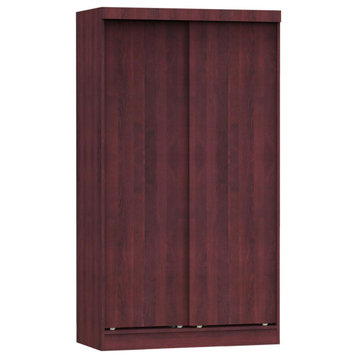 Better Home Products Modern Wood Double Sliding Door Wardrobe In Mahogany