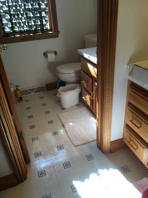 How do we redo this honey oak bathroom?