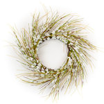 MILLS FLORAL - Pure Elegance Wreath, 22" - A wreath made of wispy white forsythia brings the the prettiest aspects of nature to your decor.