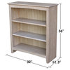 International Concepts Shaker 3 Shelf Bookcase in Washed Gray Taupe