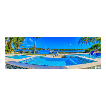 Bennett Nokomis, FL Custom Court Yard Swimming Pool & Spa With Raise Beach Area.