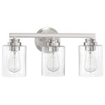 Craftmade - Bolden 3-Light Bathroom Vanity Light in Brushed Polished Nickel - Bold clean lines with your choice of clear seeded or white frosted glass shades complement the graceful shapes of the Bolden collection setting the stage for a look that is luxurious and effortless.  This light requires 3 , . Watt Bulbs (Not Included) UL Certified.