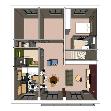 Vue 3D du plan du rez-de-chaussée