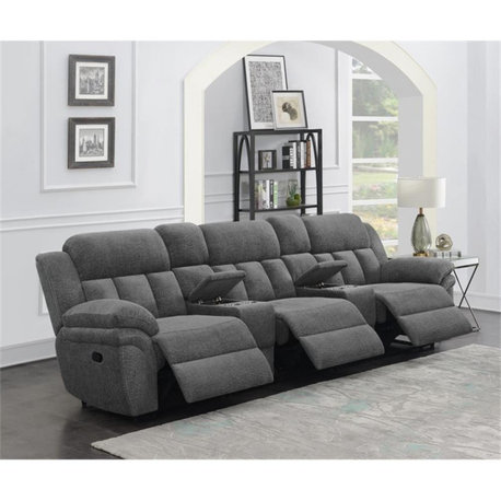 Pemberly Row 5-Piece Upholstered Theater Seating in Charcoal