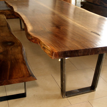 Black Walnut dining table with bench