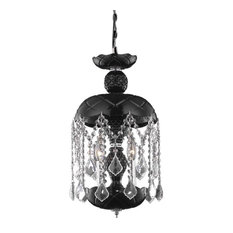 Elegant Lighting Rococo 3 Light Royal Cut Crystal Steel Pendant in Jet Black