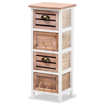 Modern and Contemporary 2-Tone Oak Brown Finished Wood 4-Drawer Storage Unit