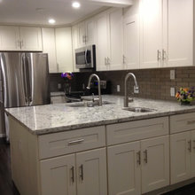 Back to back sinks on a peninsula