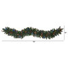 6' Snow Dusted Christmas Garland / 50 Multi LED Lights, Berries and Pinecones