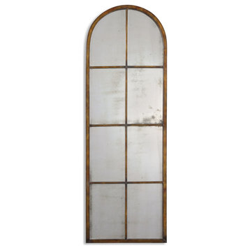 P Maple Brown With Gold Amiel Arch Antiqued Mirror Wall Art