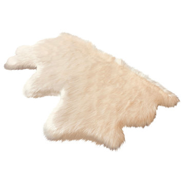 Super Soft Faux Sheepskin Silky Shag Rug, White, 3'x6'