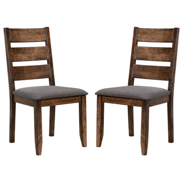 Set of 2 Dining Side Chairs, Knotty Nutmeg and Gray