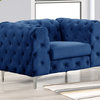Rebekah  3 Piece Velvet Standard Foam Living Room Set sofa+loveseat+Chair, Blue