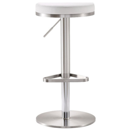 Fano White Stainless Steel Adjustable Barstool