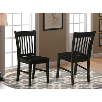 Formal Dining Chair with Plain Wood Seat, Set of 2, Black