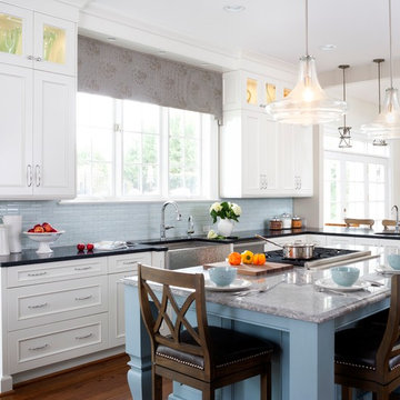 Transitional White & Blue Kitchen