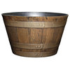 Classic Home Garden Whiskey Resin Flower Pot Barrel Planter, Oak Brown, 20.5"