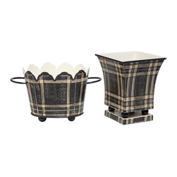 Charcoal & Cream Cachepots - Area Rugs