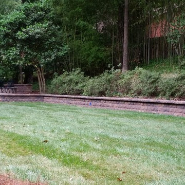 Walkways, retaining walls, patio with fire pit!