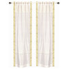 White Hand Crafted Grommet Top  Sheer Sari Curtain Drape Panel-43W x 63L-Piece