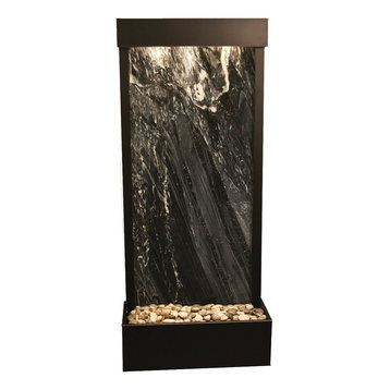 Harmony River Flush Mount Water Fountain, Black Spider Marble, Antique Bronze
