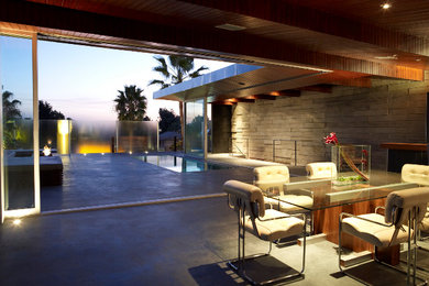 Inspiration for a large modern gray floor kitchen/dining room combo remodel in Los Angeles