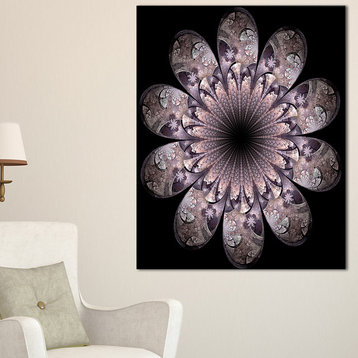 "Dark Pink Digital Art Fractal Flower" Large Canvas Print, 16"x32"