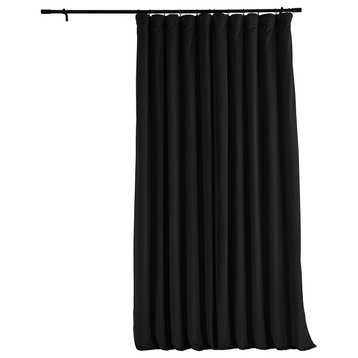 Signature Black Doublewide Blackout Velvet Curtain Single Panel, 100"x120"