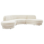Meridian Furniture - Rosa Velvet Upholstered 3-Piece Sectional, Cream - Seat the gang for comfort and style with this Rosa velvet three-piece sectional. Soft cream velvet upholstery makes this sectional super svelte and sleek to the touch, lending it a modish feel that's well at home in contemporary settings. The chic shape of this sectional makes it an instant eye-catcher in your space, with a rolled back cushion for undeniable comfort.