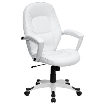 Flash Furniture Bonded Leather Office Chair, White, QD-5058M-WHITE-GG