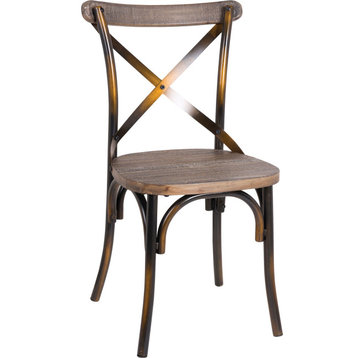 Zaire Side Chair - Antique Copper, Antique Oak