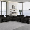 Giovanni 8-Piece 3-Power Reclining Italian Leather Sectional, Black