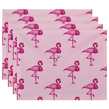 18"x14" Flamingo Fanfare Martini Animal Print Placemats, Set of 4, Pink