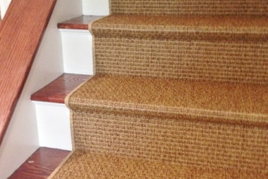 Staircase - small transitional wooden straight staircase idea in Burlington with painted risers