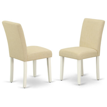 Set of 2 Abbott Parson Chair-Linen White Leg, Linen Fabric Light Beige