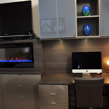 Custom Bedroom Fireplace with Desk and Custom Dresser