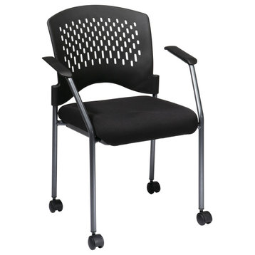 Black Plastic Coal Free Flex Rolling Visitor Chair